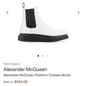 Alexander McQueen Mens US 10 White Leather Platform Chelsea Boots +Box +Dust Bag